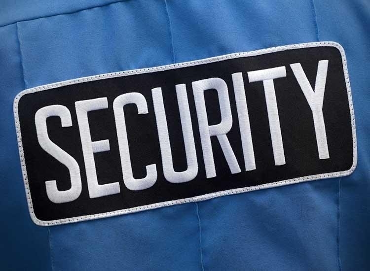 Security patch on an officer's blue uniform